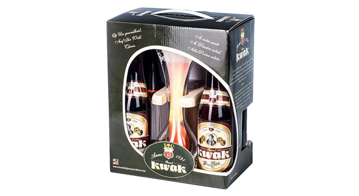Kwak Four Bottle Set with Glass and Stand